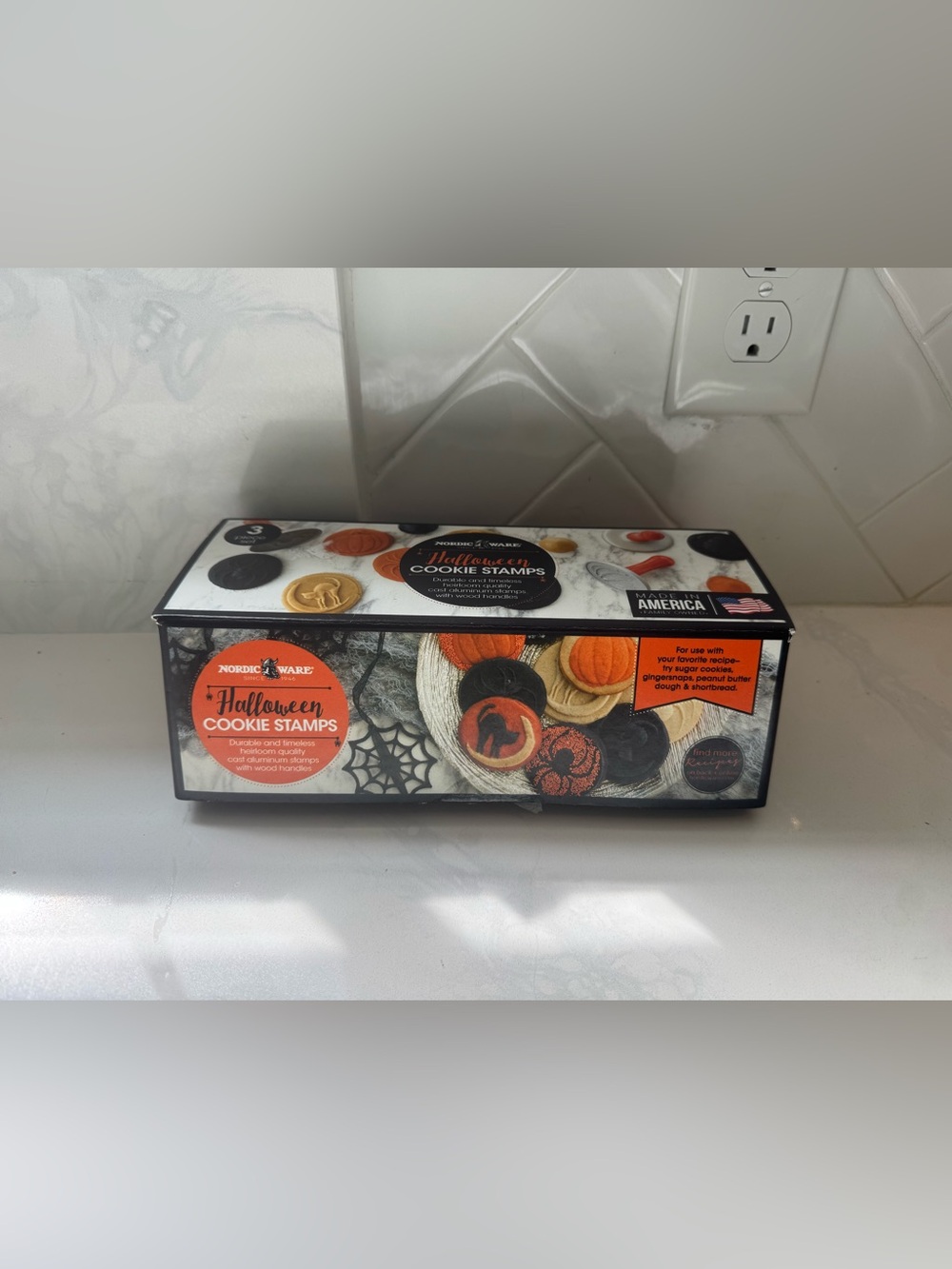 Nordic Ware Halloween Cookie Stamps Set of 3 (Spider Cat Pumpkin) Open box